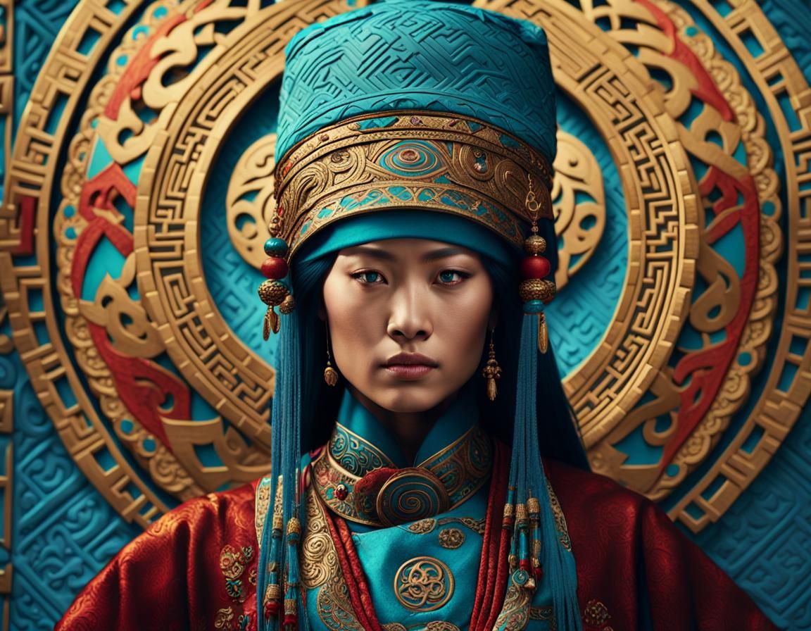Mongolian Woman in Fantasy Art Style