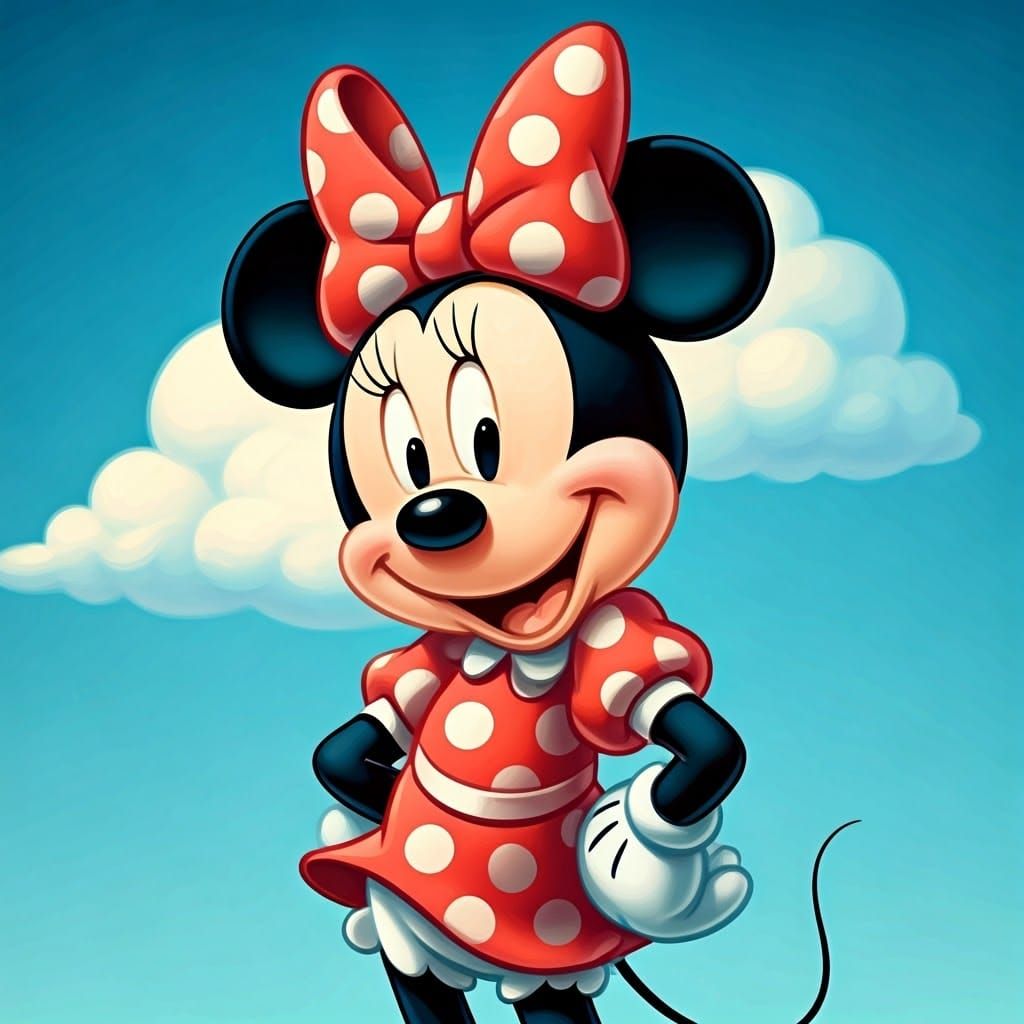 Vibrant Minnie Mouse in Whimsical Disney Setting