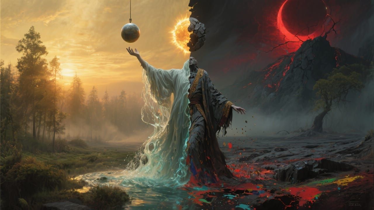 Dualistic Figure Reaching for Divided Sphere