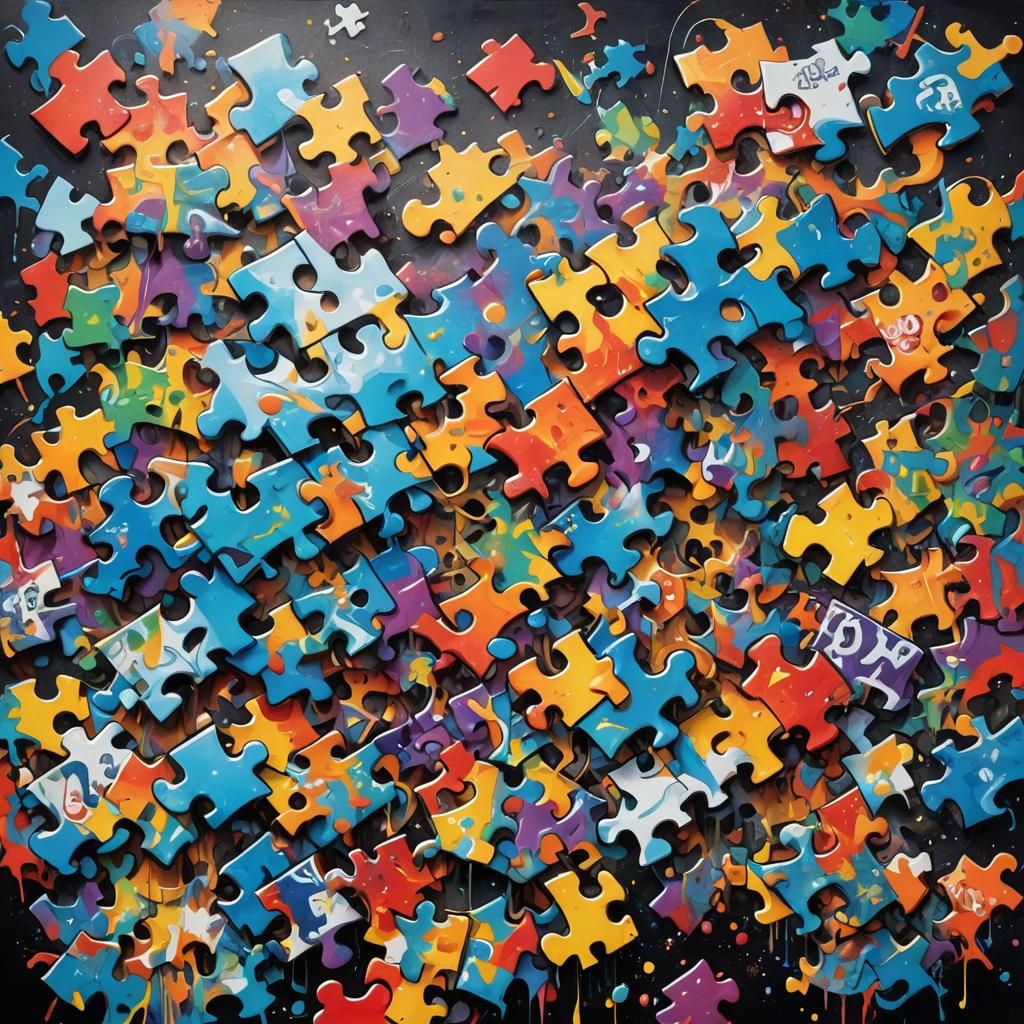 Puzzle Graffiti Art in Splash Art Style