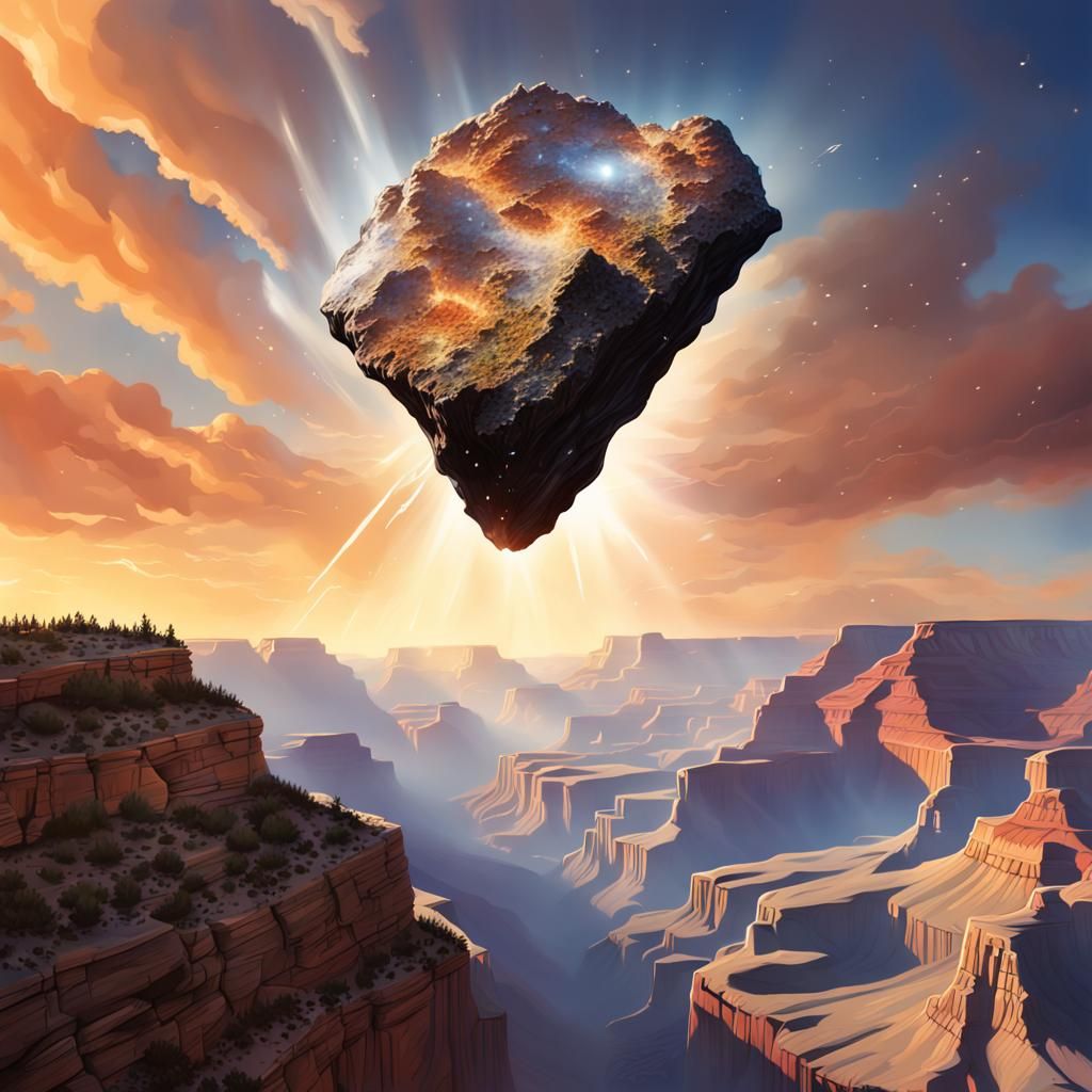 Meteorite Descends over Grand Canyon: Hyperrealistic Splash ...