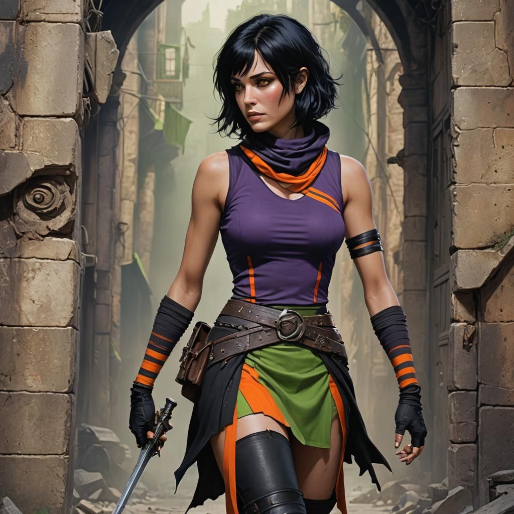 Fantasy Hunter with Green Eyes in Detailed Matte Painting