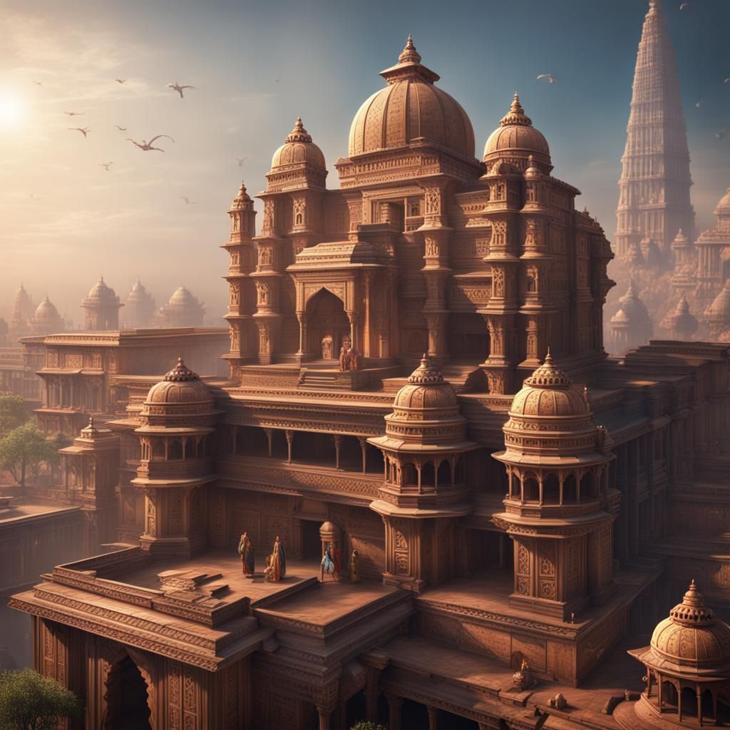 Sci-Fi Ancient India: Maurya Empire Cityscape