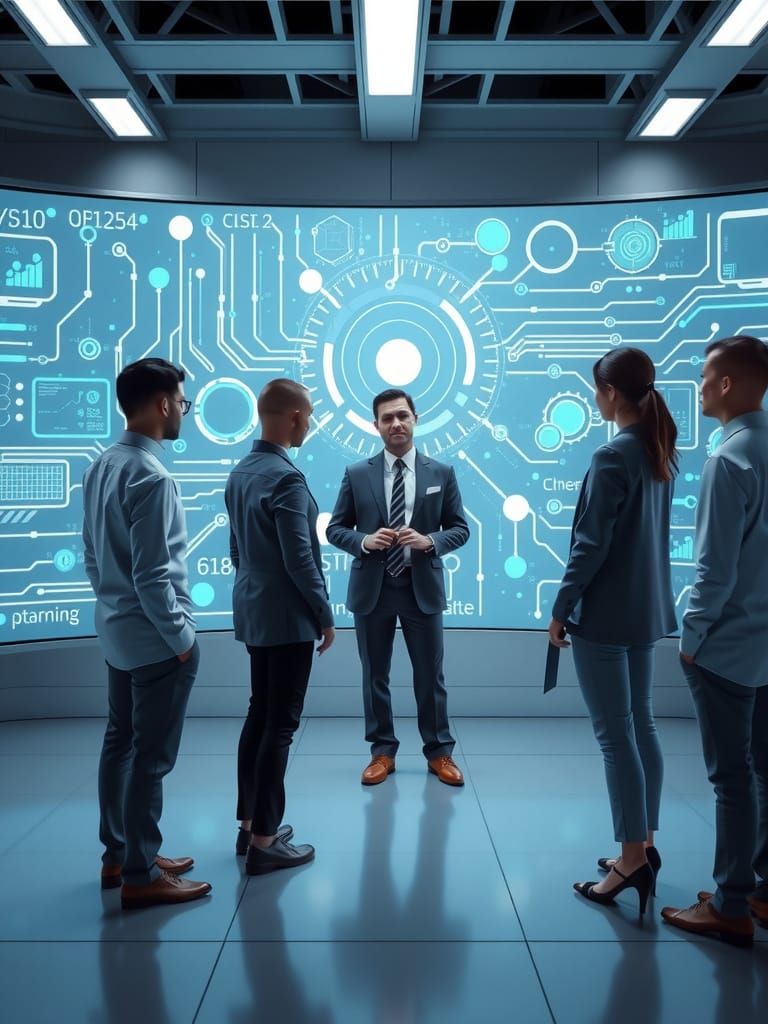 Expert Guides Team Through High-Tech Data Display