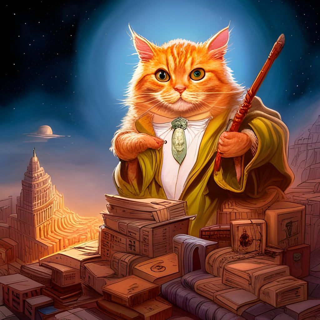 Wizard Cat Illustration in Fantasy Style