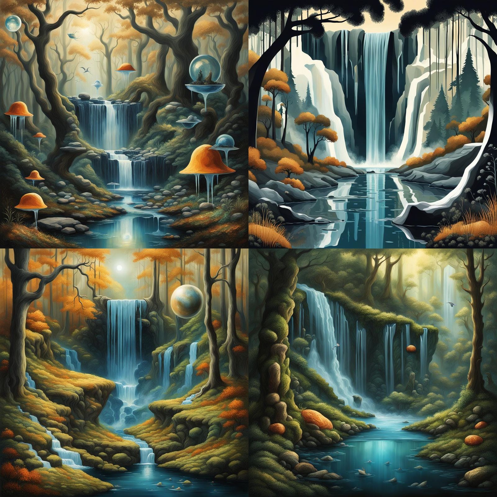 Cracked Glass Orb with Bride in Dreamlike Landscape