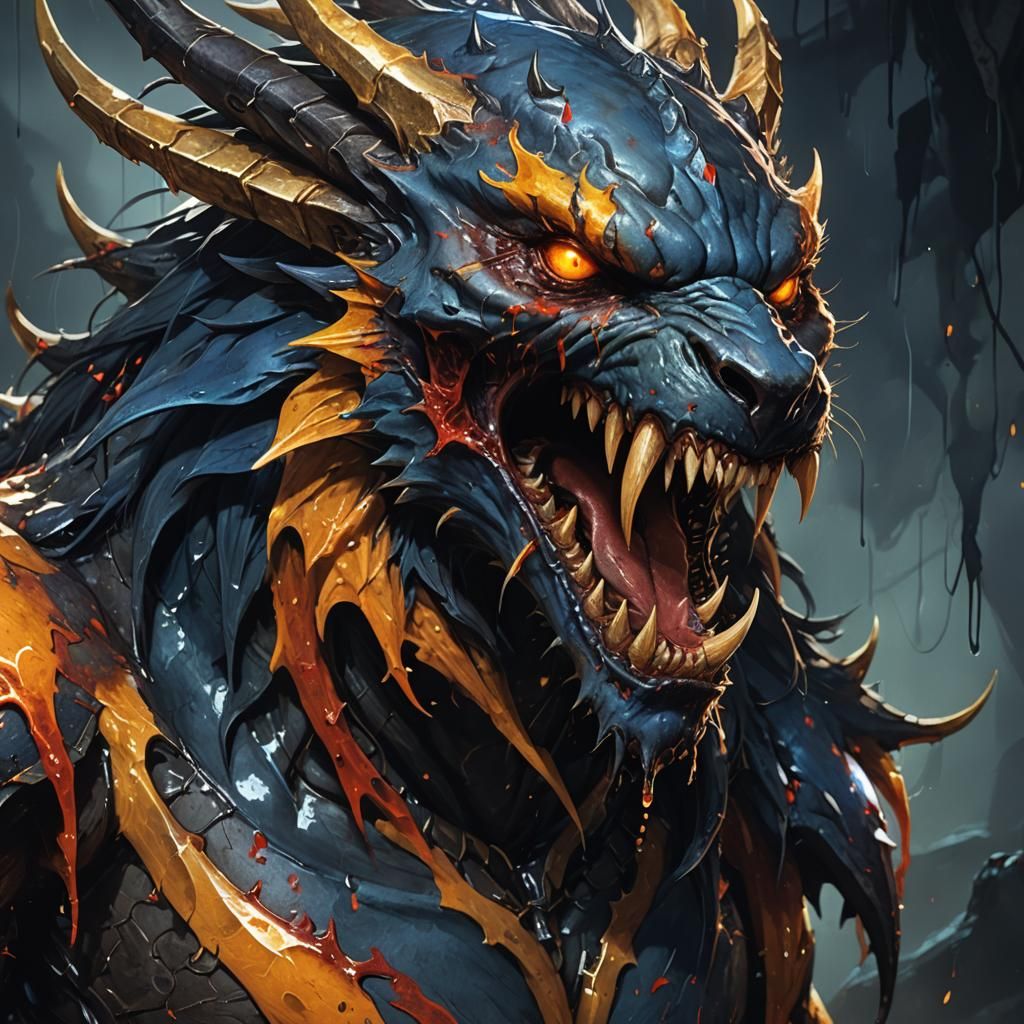 Dark Fantasy Creature in Complementary Colors