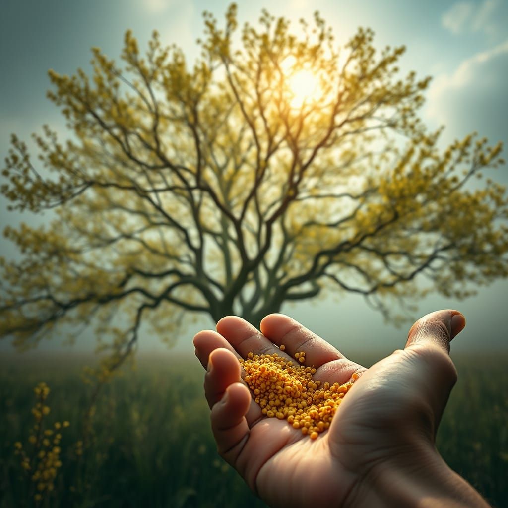 Epic Mustard Tree Landscape in a Maximalist Digital Painting