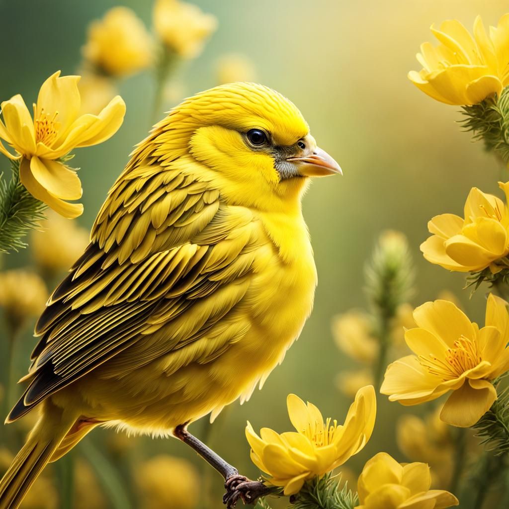 Detailed Portrait of a Stunning Yellow Canary