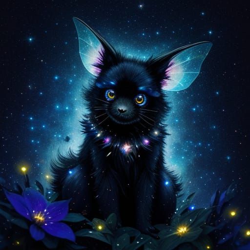 Celestial Fairy Bat in Starry Night Sky