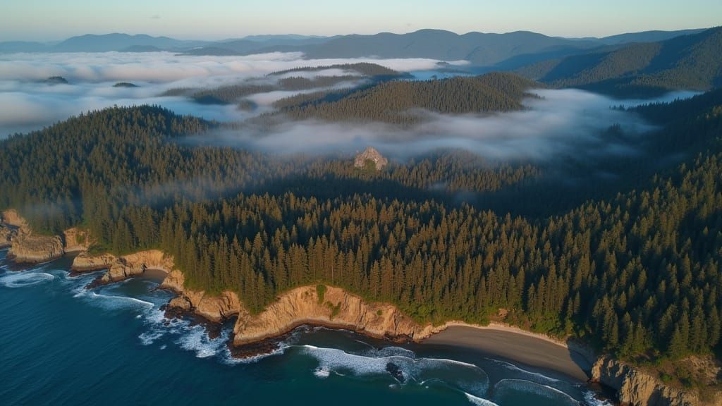 Oregon Coast Aerial View from Weather Balloon