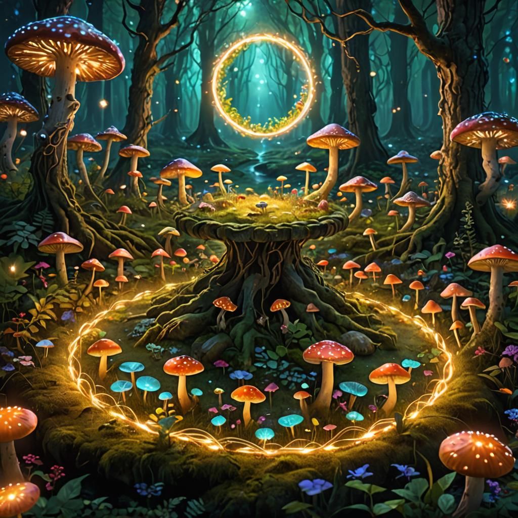 Enchanted Celtic Fairy Circle with Mythical Creatures