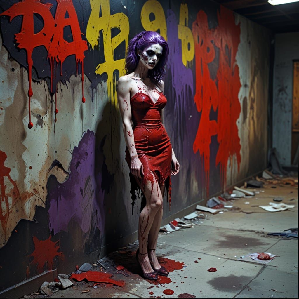 Gothic Horror Pinup Woman Transforms into a Rotting Zombie