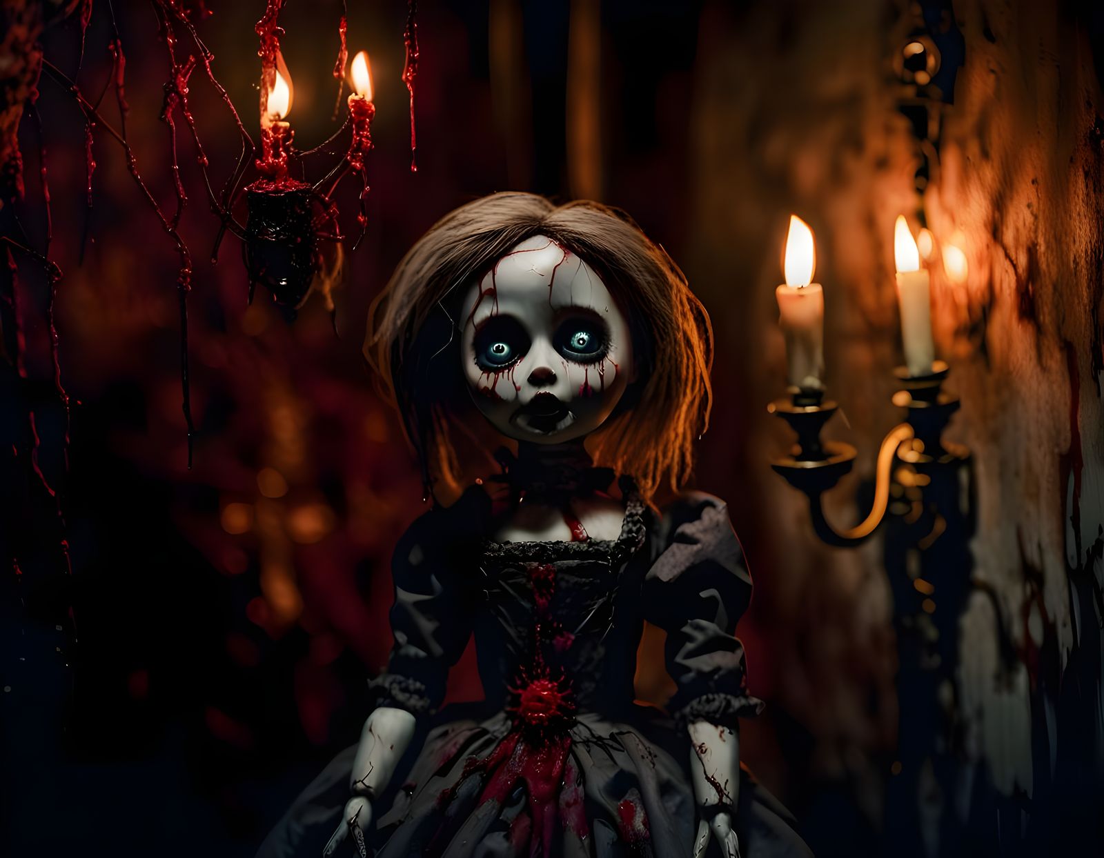 Macabre Bloody Doll Silhouette