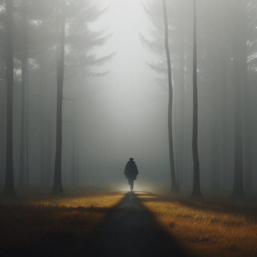 A Figure Disappears into the Fading Light