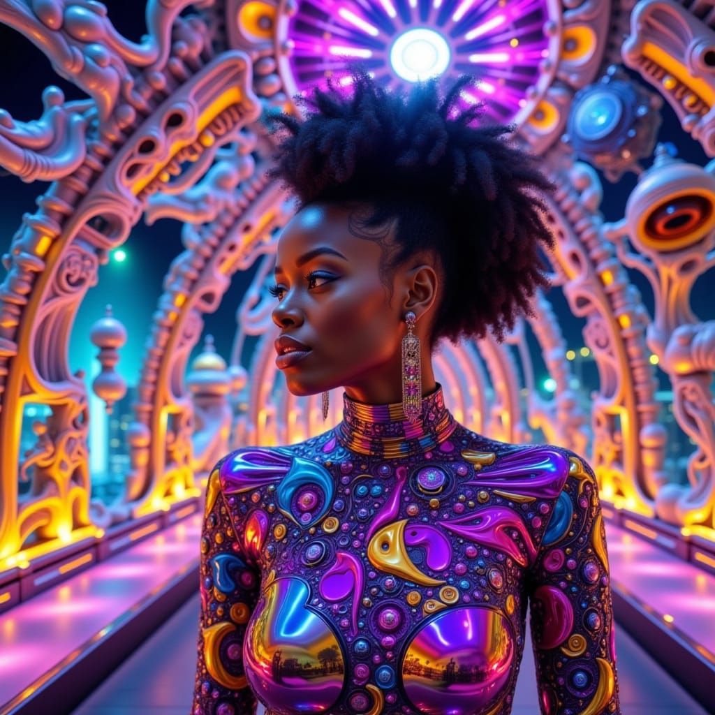 Stunning African Goddess in Futuristic Formal Wear