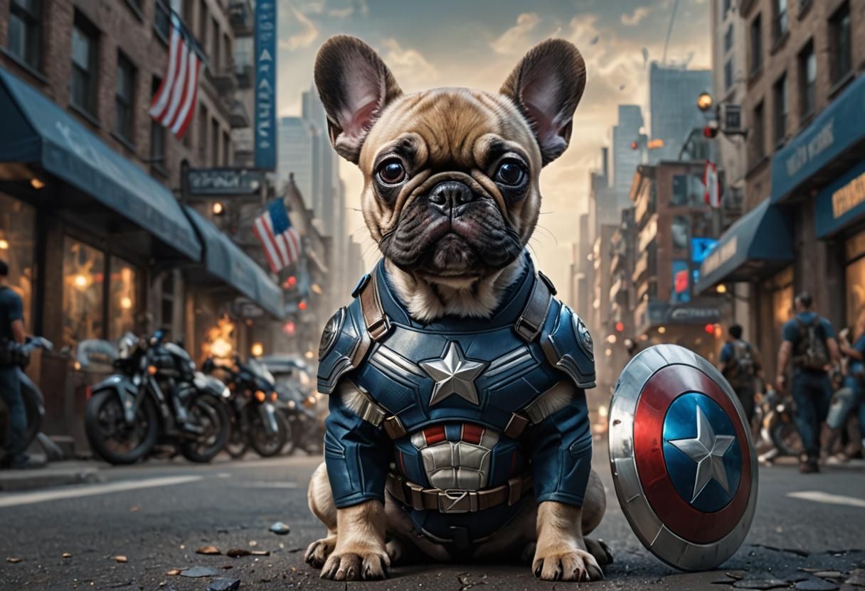 Futuristic Captain America Bulldog in Epic Realism