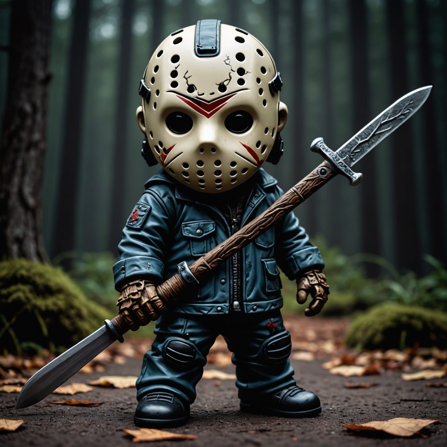 Chibi Jason Voorhees in Hyperrealistic Style