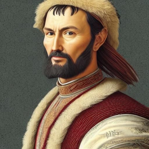 Machiavellian Grin: Hyperrealistic Portrait in Splash Art St...