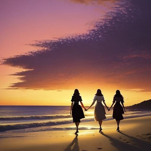 Sunset Beach Walk: Impressionist Oil Painting