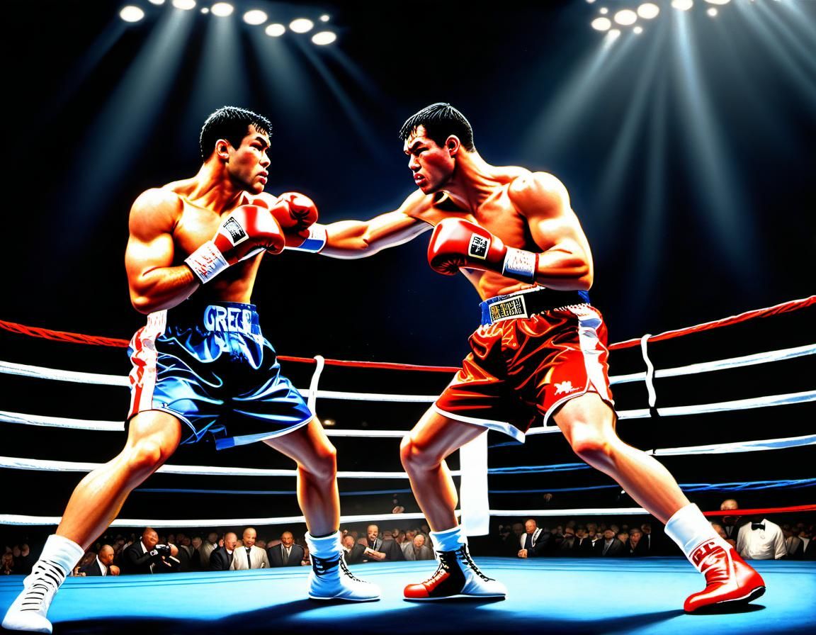 Dramatic Boxing Match in Hyper-Realistic Style