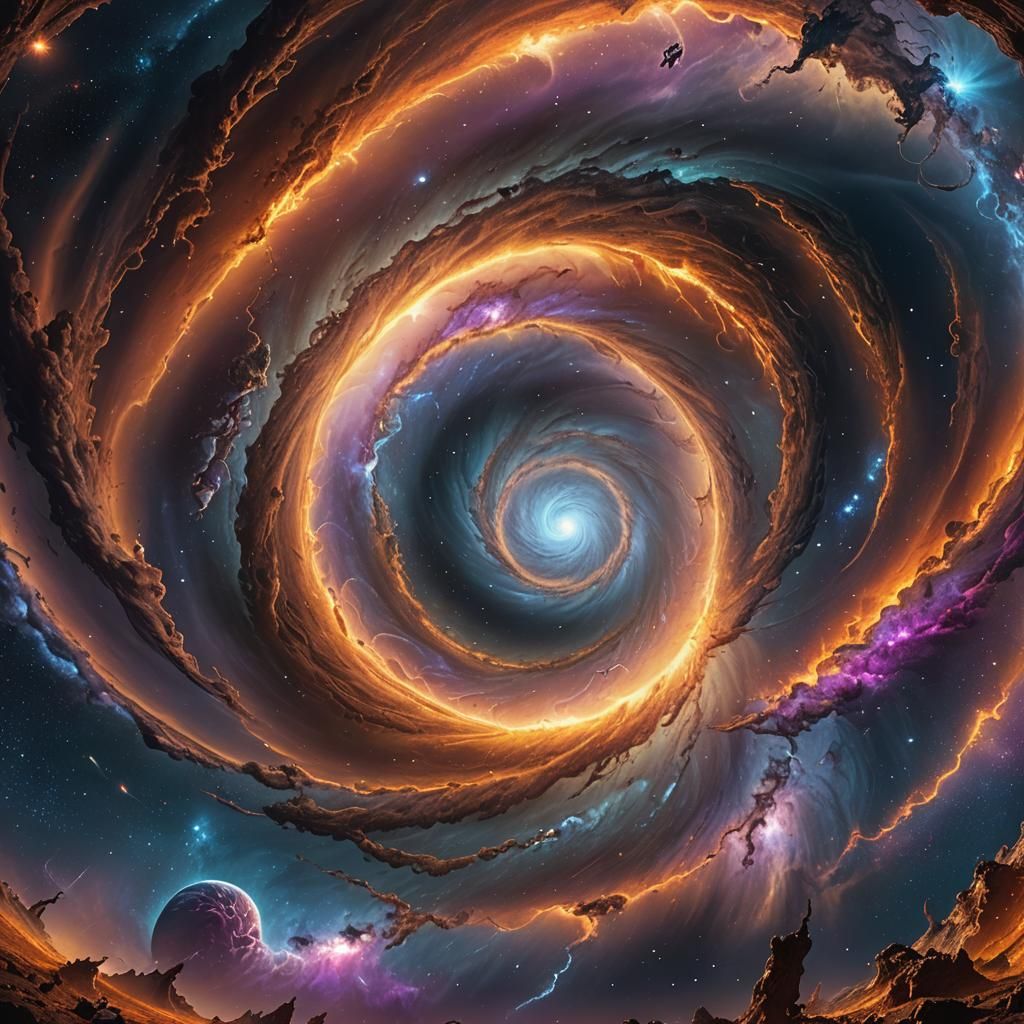 Galaxy Tornado Spiraling Through Space in Digital Art