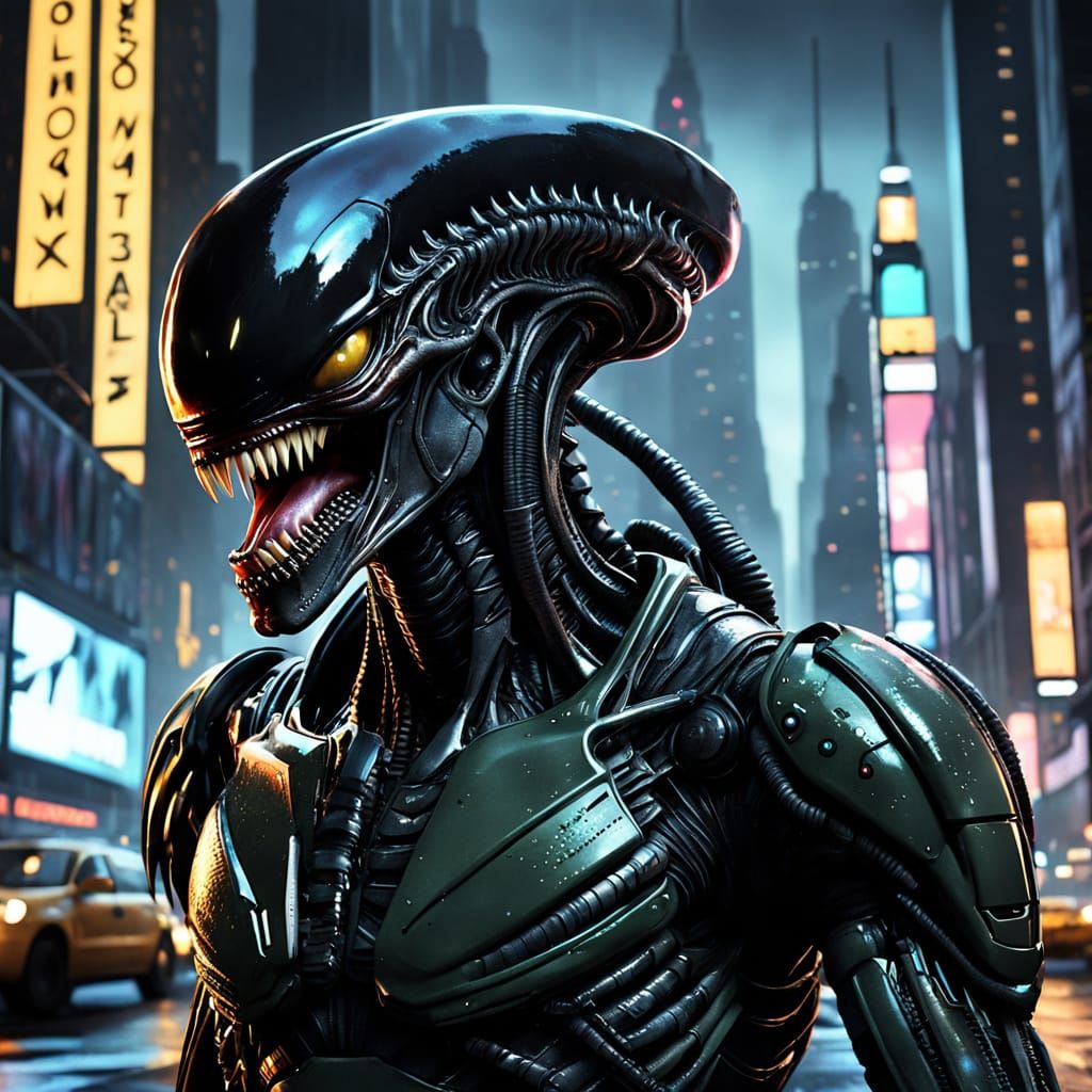 Xenomorph Kisses in New York: Hyperrealistic Sci-Fi Art