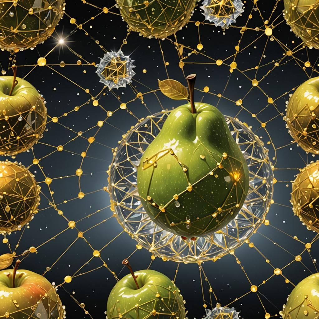 Golden Pear with Twinkling Lights, Fantasy Art