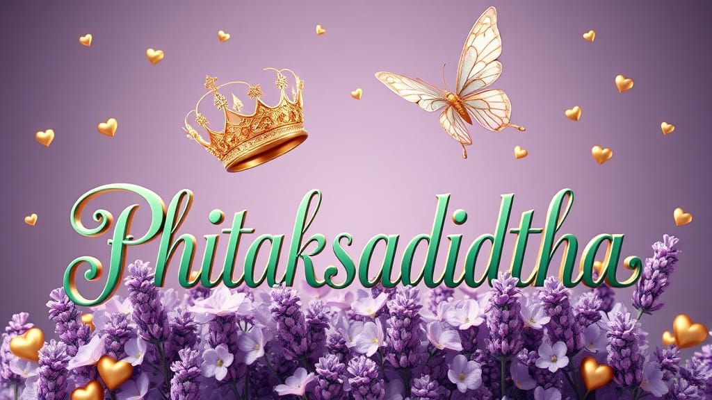Elegant Anime Name Art with Gold Crown and Flowers