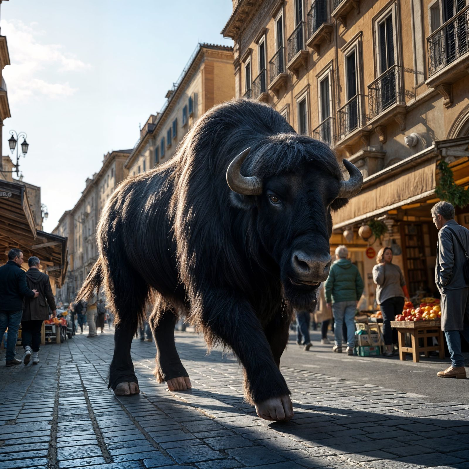 Minotaur Strides Through Ancient Rome Crowd