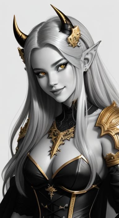 Woodland Demon Portrait in Ink Sketch Style