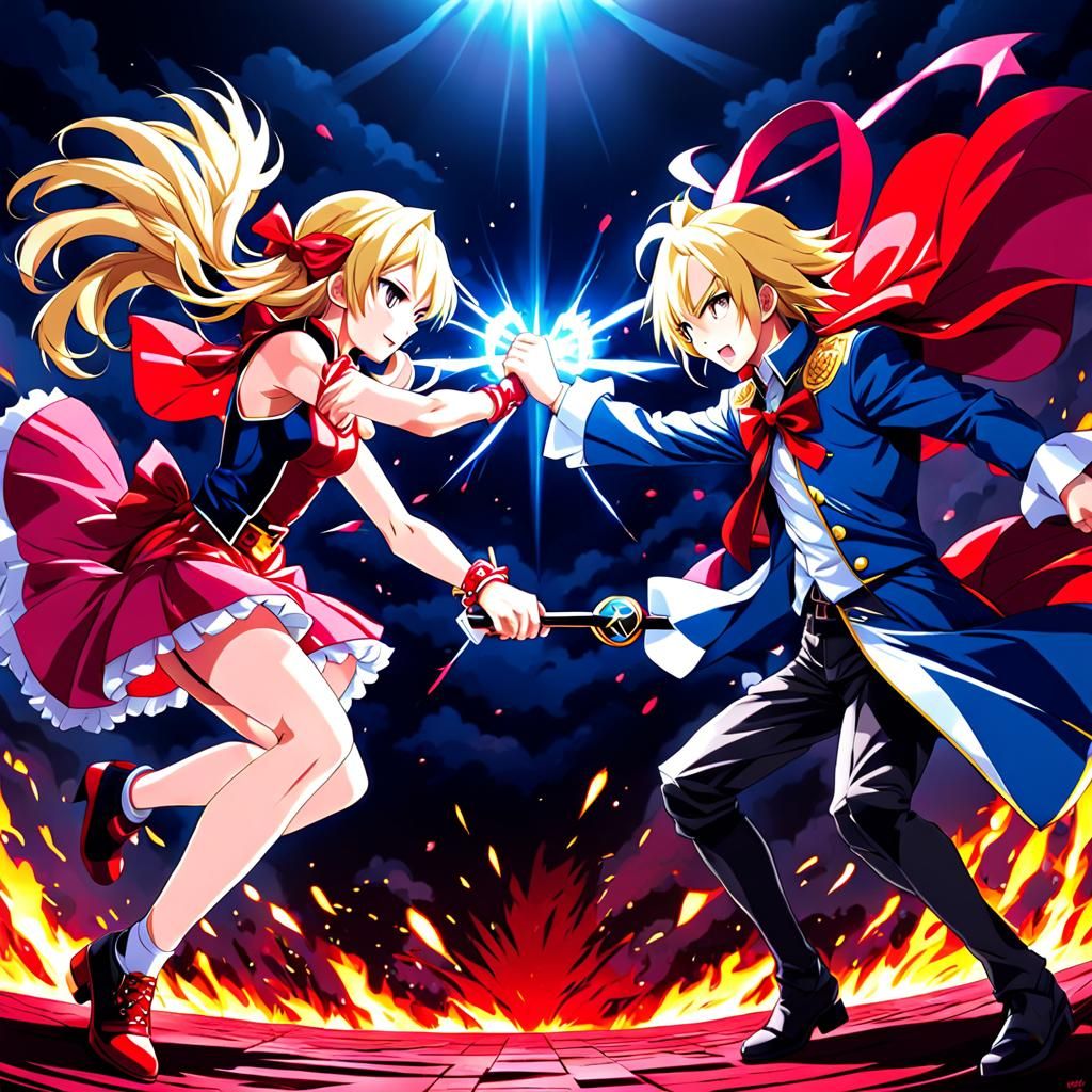 Funny Valentine versus Mahito (Anime Villains) in a dramatic...