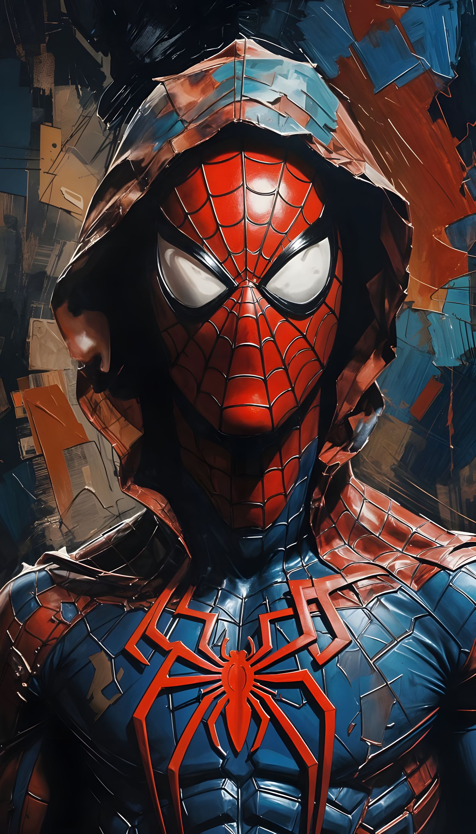 Spider-Man Torso Portrait in Expressionist Style