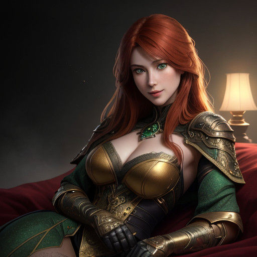 Ginger Maiden in Moonlit Repose, Hyperrealistic Style