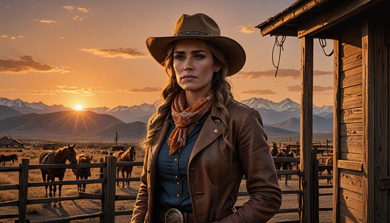 Wild West Portrait: Rayleigh Gazing Out at Sunset