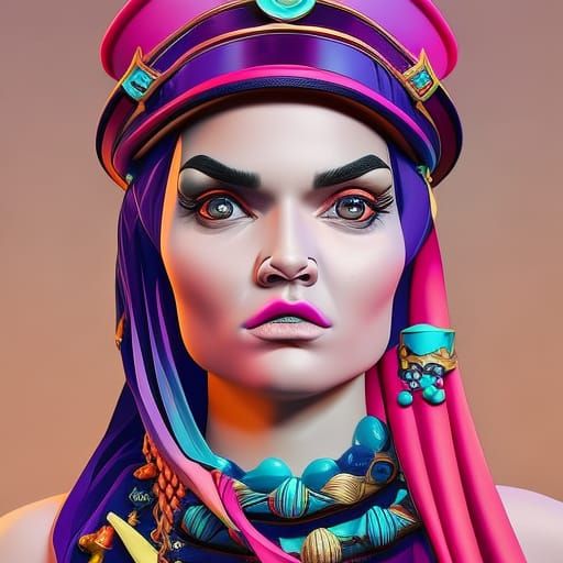 Fierce Pirate Portrait in Candyland Art Style
