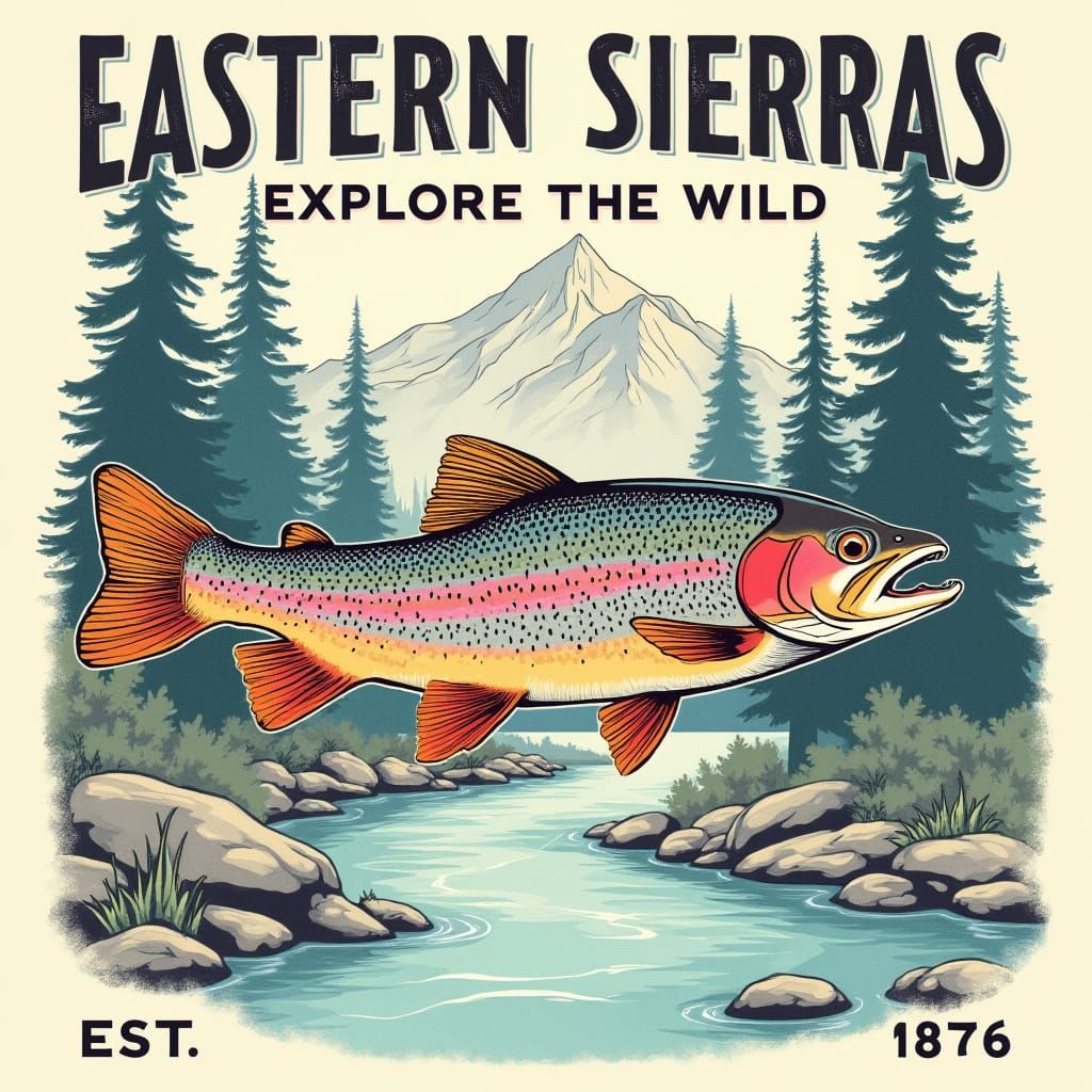 Eastern Sierras Alpine Forest Vintage Illustration