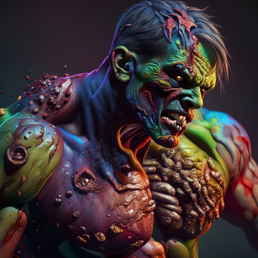 Hyperrealistic Zombie Bodybuilder Concept Art