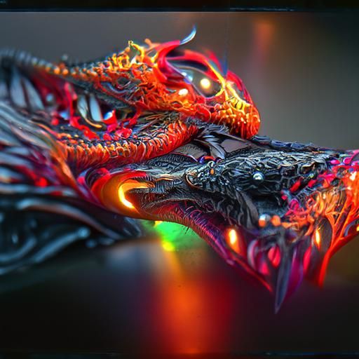 Glowing Neon Dragon in 3D with Shiny Scales