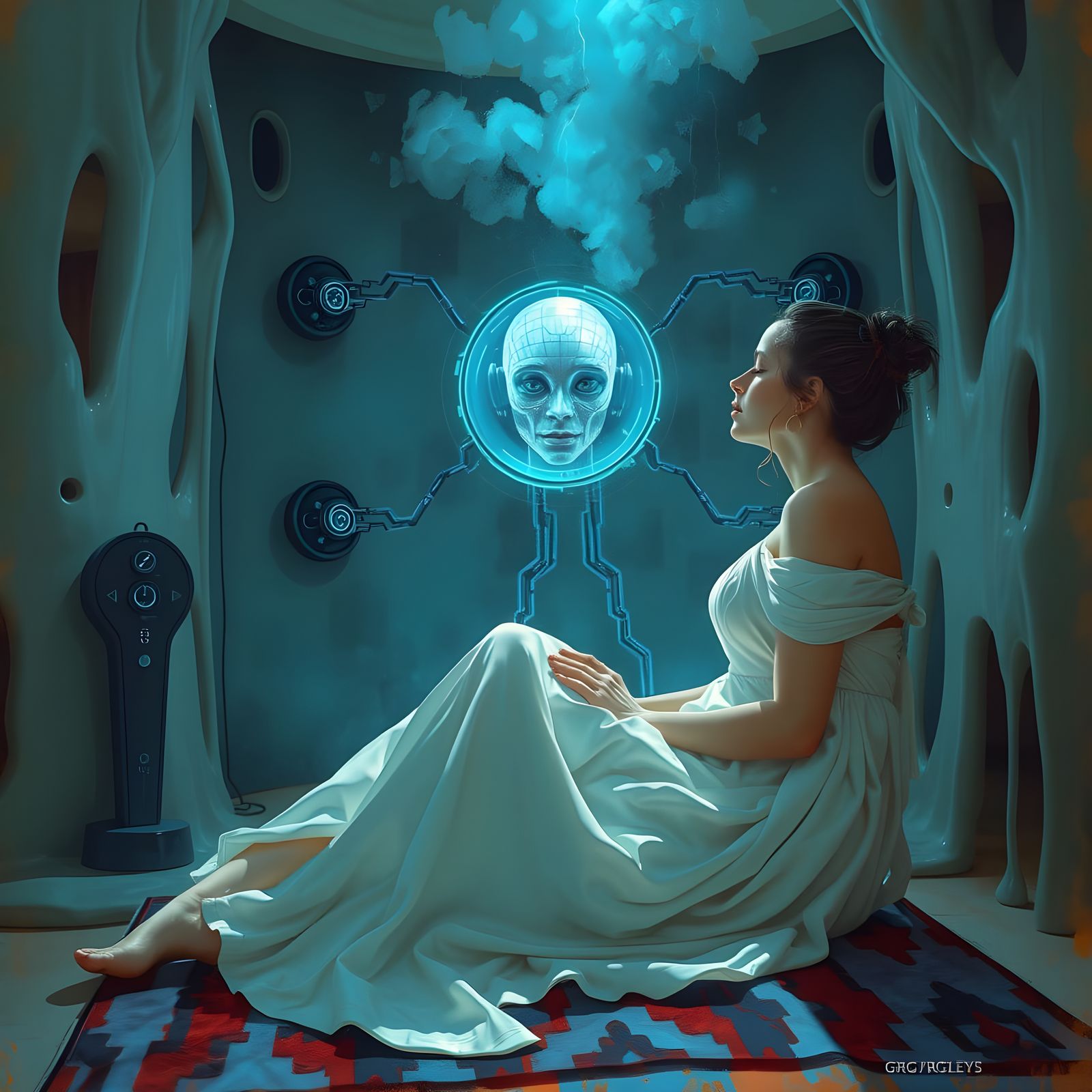 Surrealist Vision of Mind Control in a Dreamlike Future