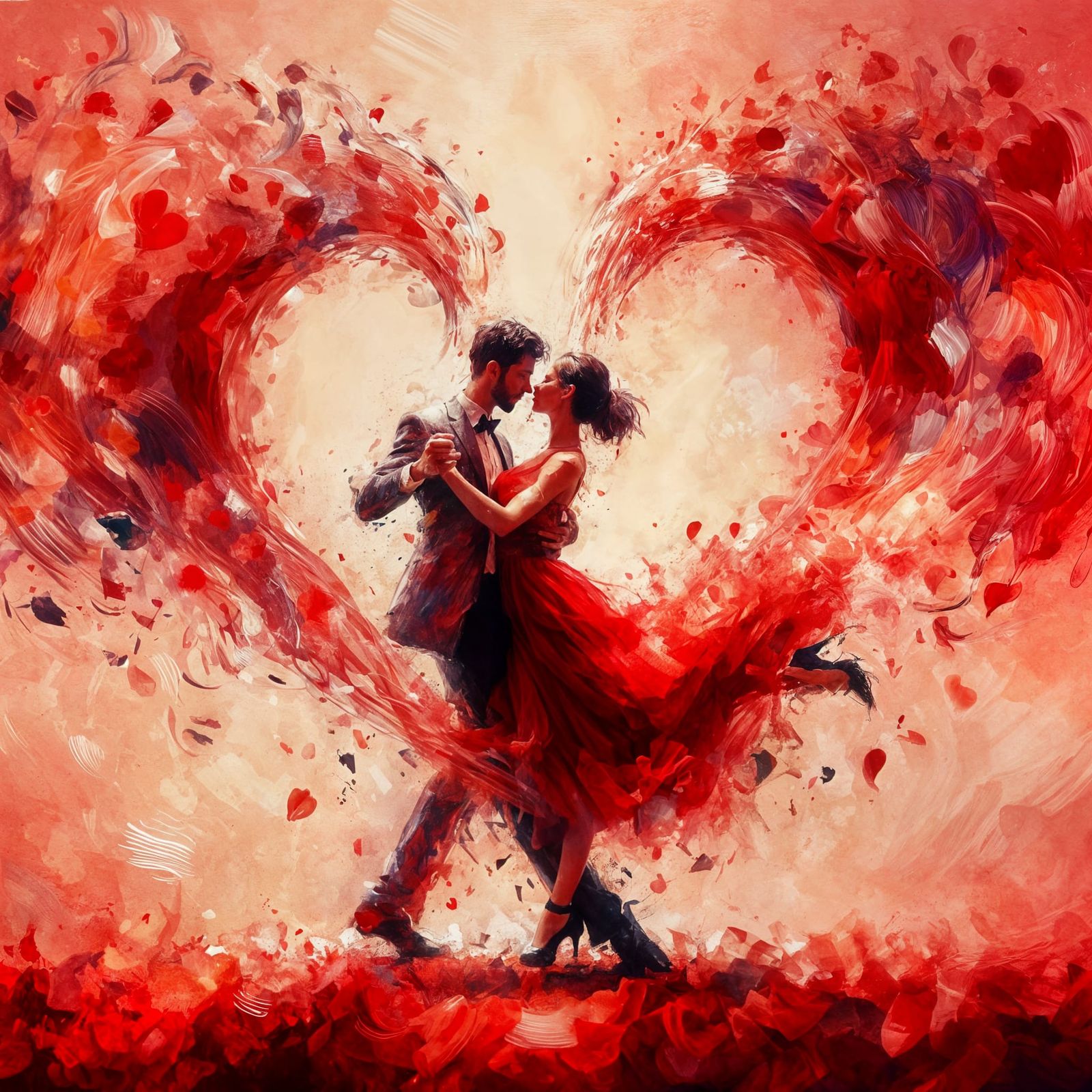 Romantic Dance in Vibrant Impressionistic Tones