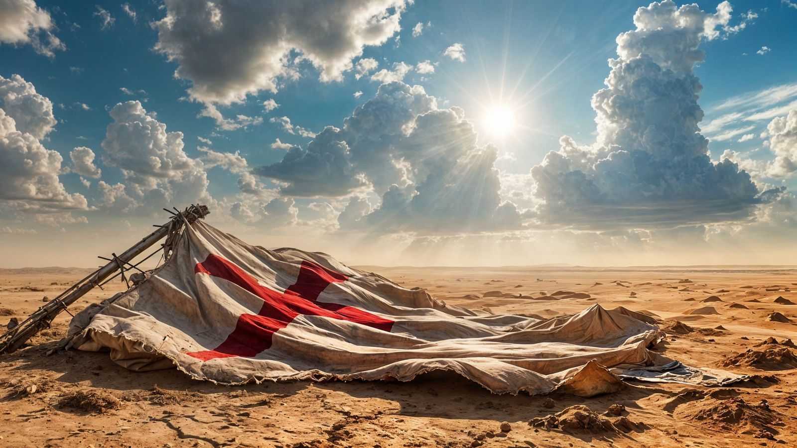 Tattered Templared Flag in the Desert