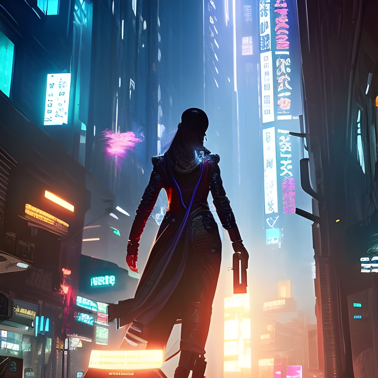 Cyberpunk Detective Squad in Neon Cityscape