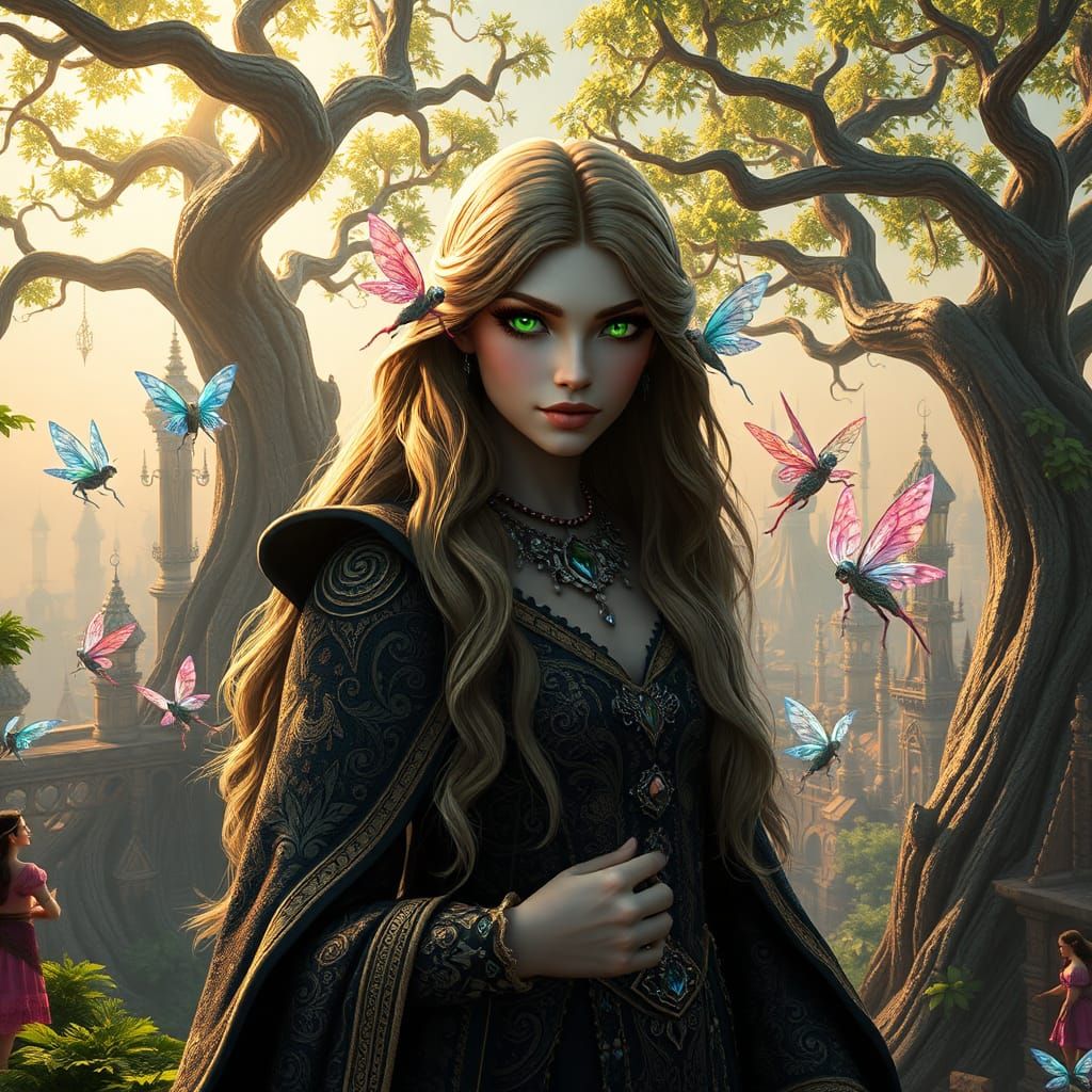 Enchanting Sorceress in Fairy Metropolis