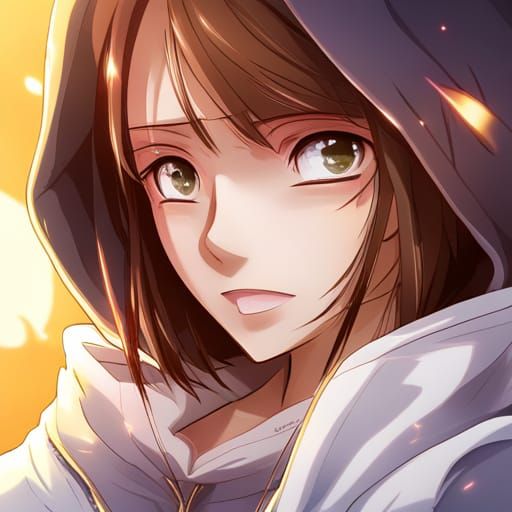 Anime Style Portrait of Teenage Girl with Hoodie