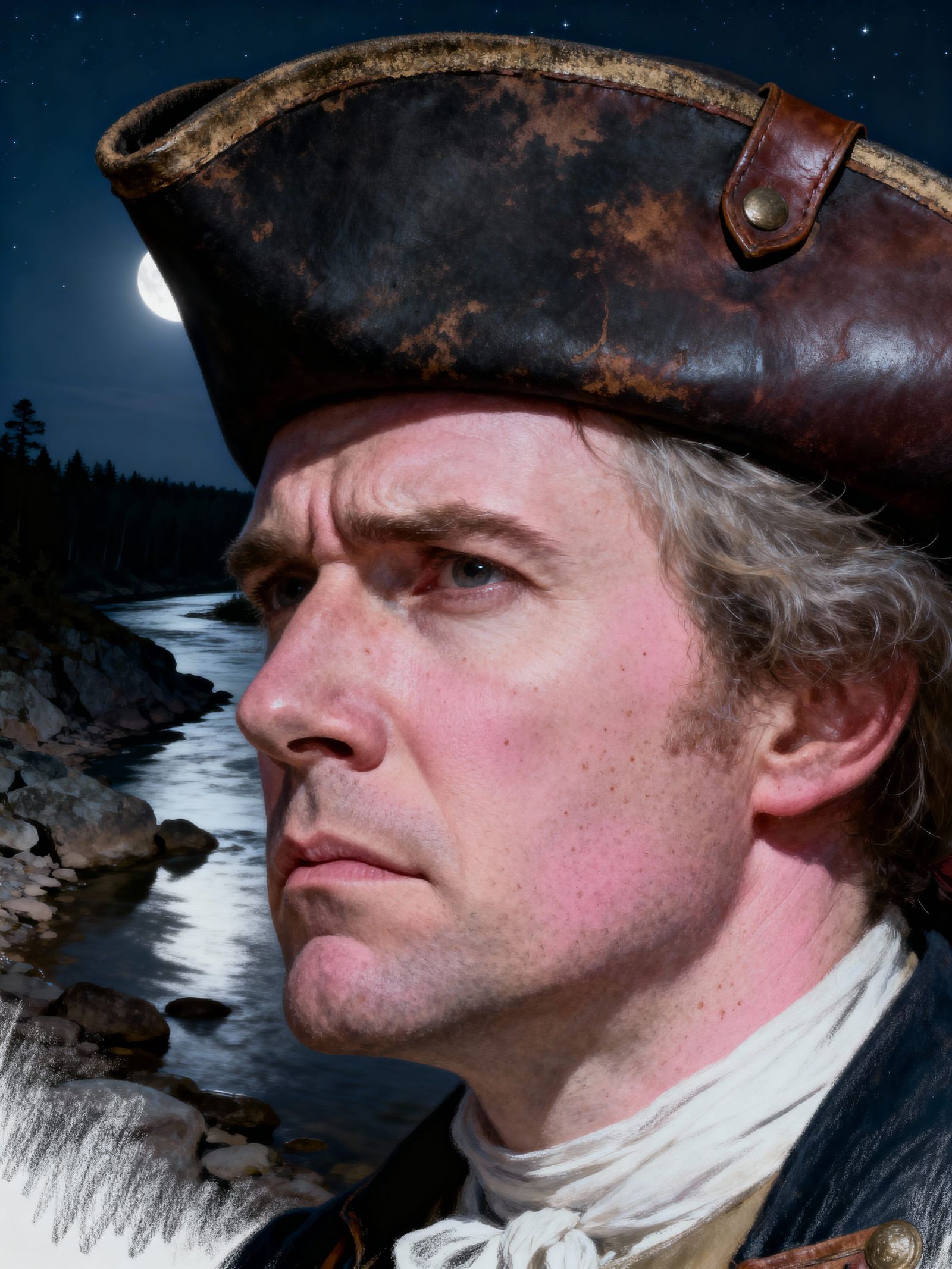 Paul Revere's Pensive Portrait in Moonlight