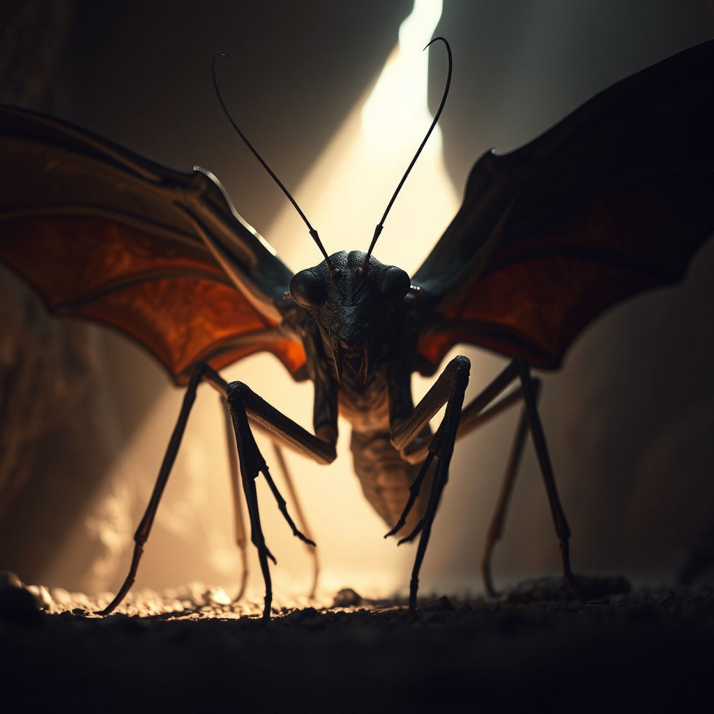 Giant Mantis-Bat Hybrid Emerges from Shadows