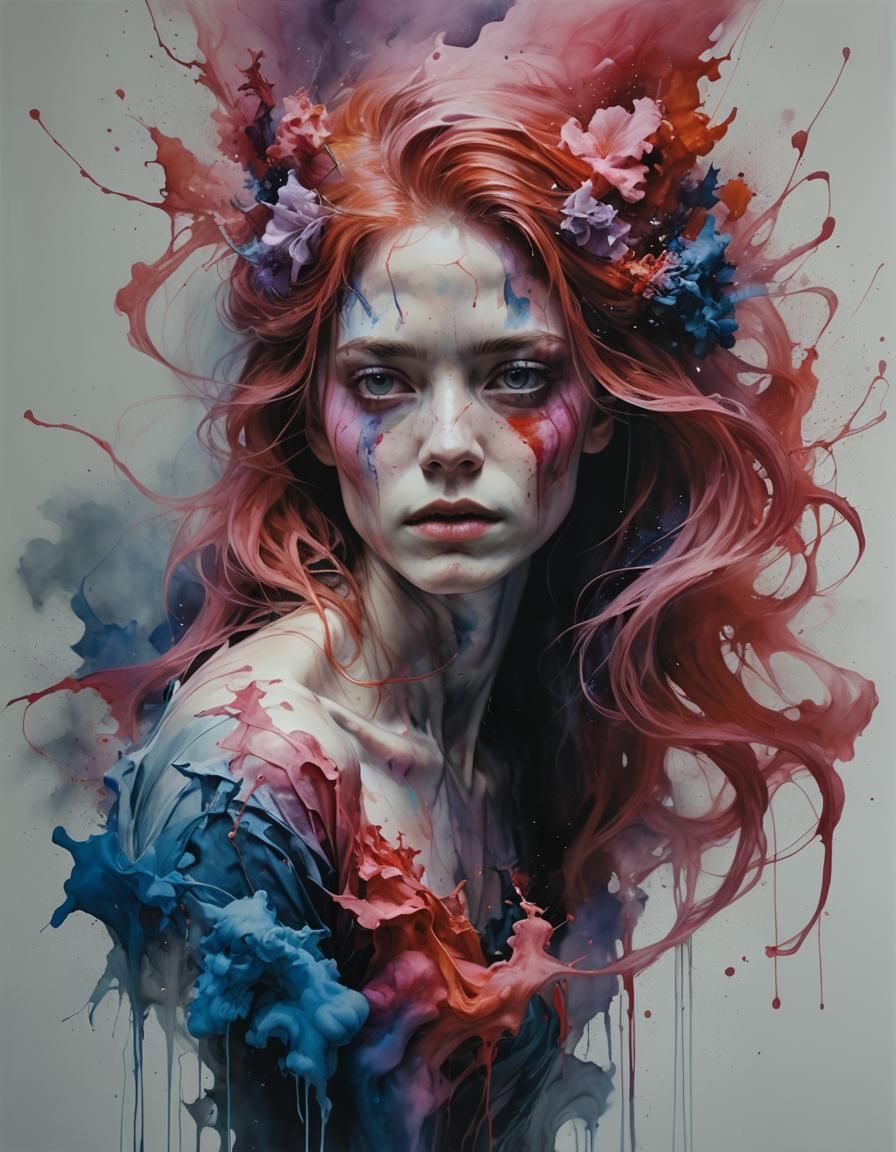 Expressive Watercolor Portrait in Abstract Realism Style