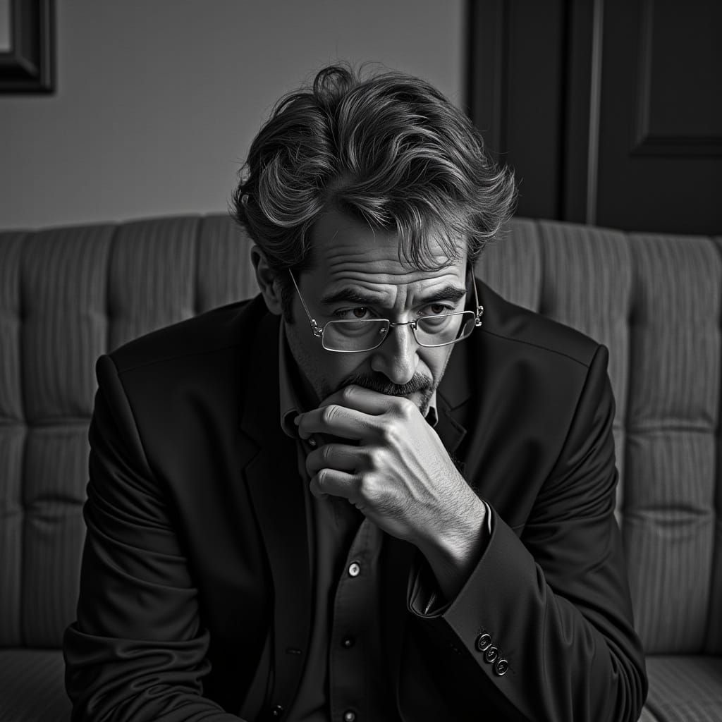 Haunting Image of Elderly Man Pondering Life