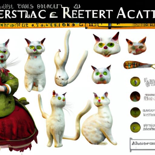 Victorian Cat Character Sheet in Detailed Matte Painting